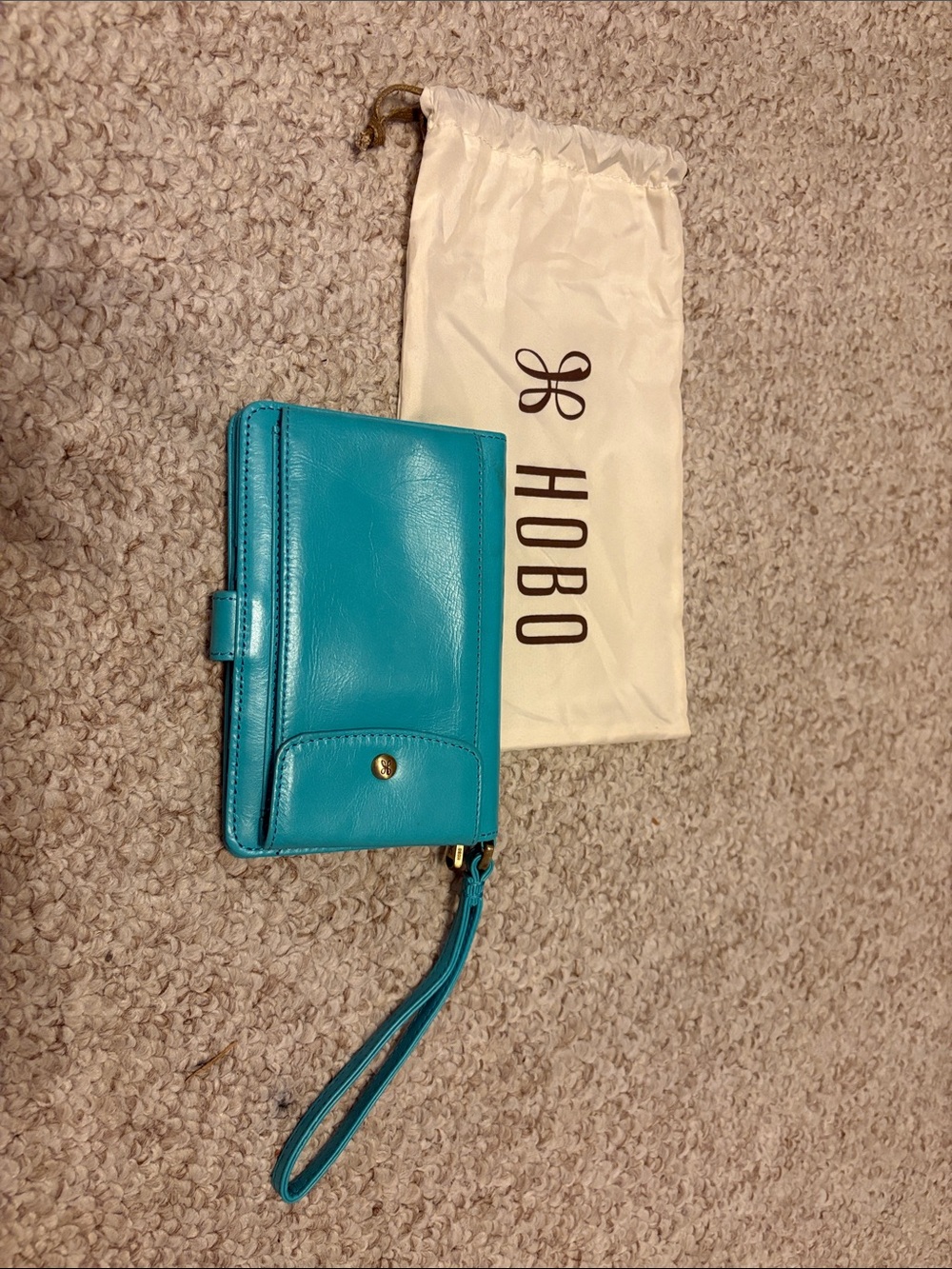 HOBO Turquoise Leather Wristlet Wallet with Wrist Strap